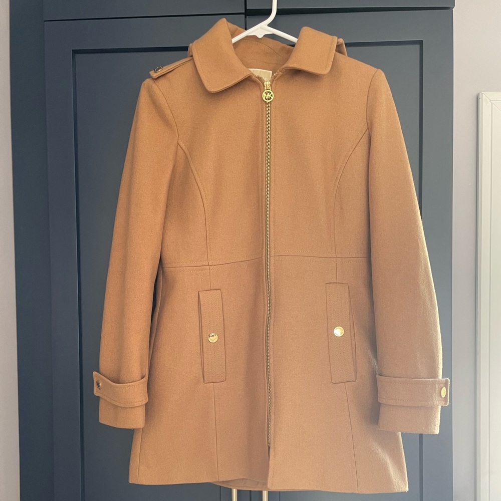 Like New Michael Kors Camel Coat with Hood